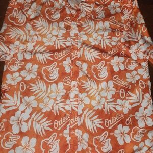 Baltimore Orioles Orange Floral Hawaiian Shirt